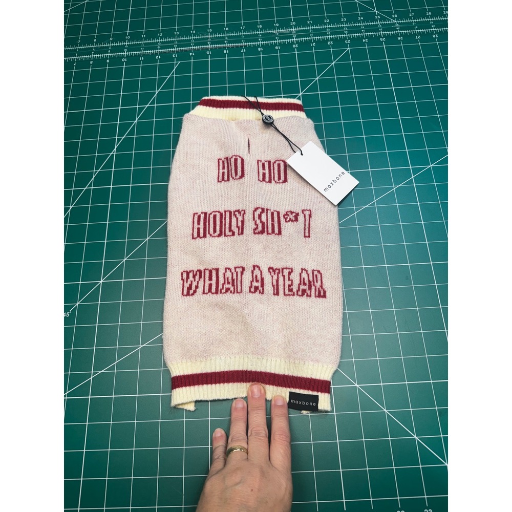Maxbone Ho Ho Holy Sh*t Jumper Dog Sweater Cream Red Holiday 06-6030M-CRD M